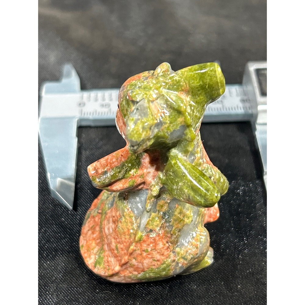 Unakite Baby Dragon Figurine Hand Carved Stone Mini Sculpture - Picture 4 of 5